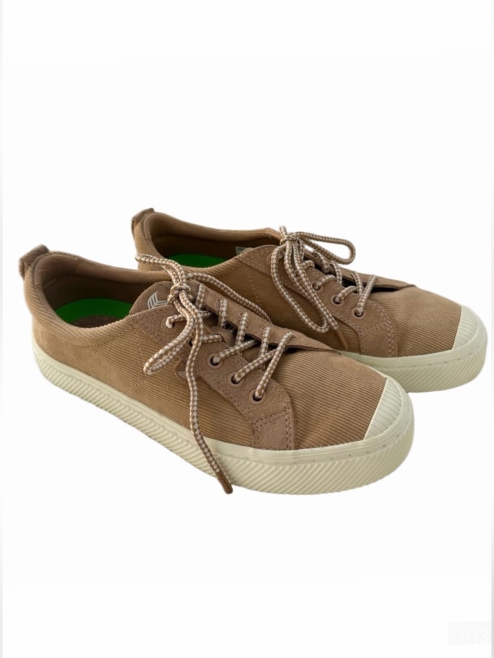 Cariuma Men’s OCA Low Tan (Nut) Corduroy & Suede Sneaker Size 7.5 EUC Unisex